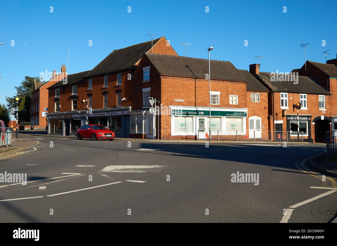 Corner shops in Uttoxeter, Staffordshire, UK Stock Photo