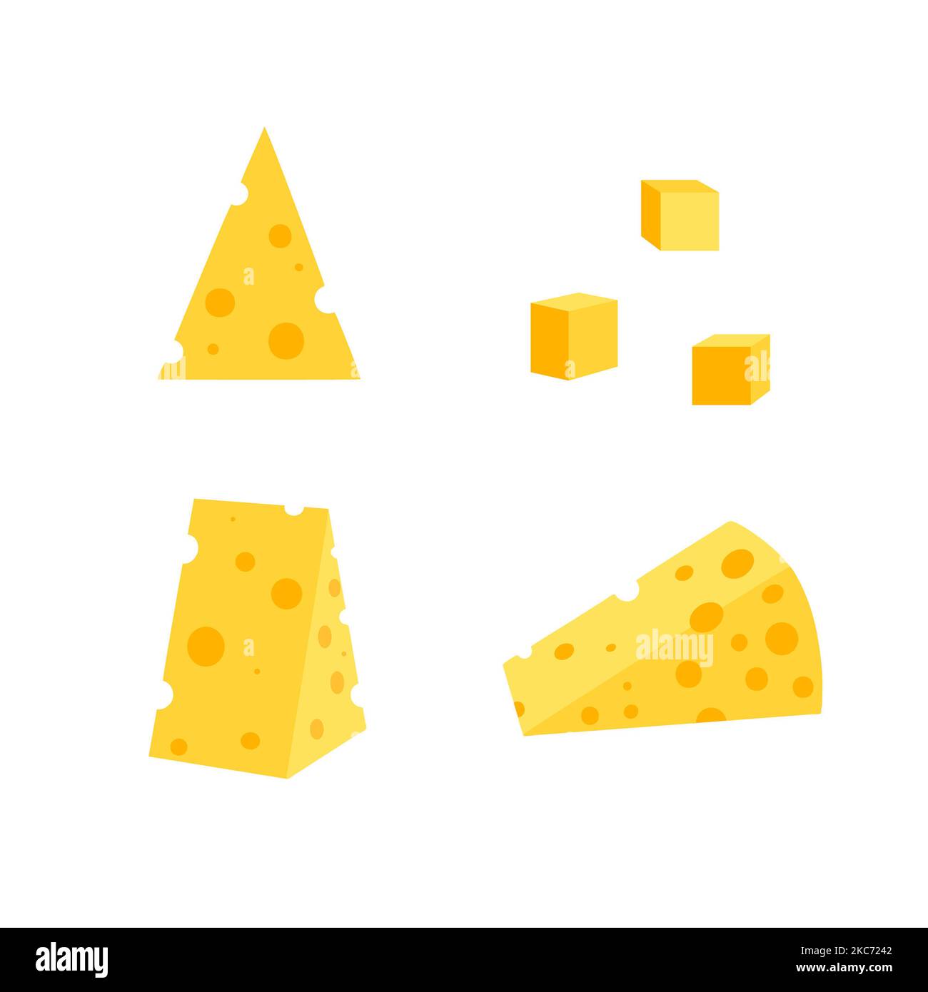 A set of cheese slices.Cheese of various shapes Stock Photo - Alamy