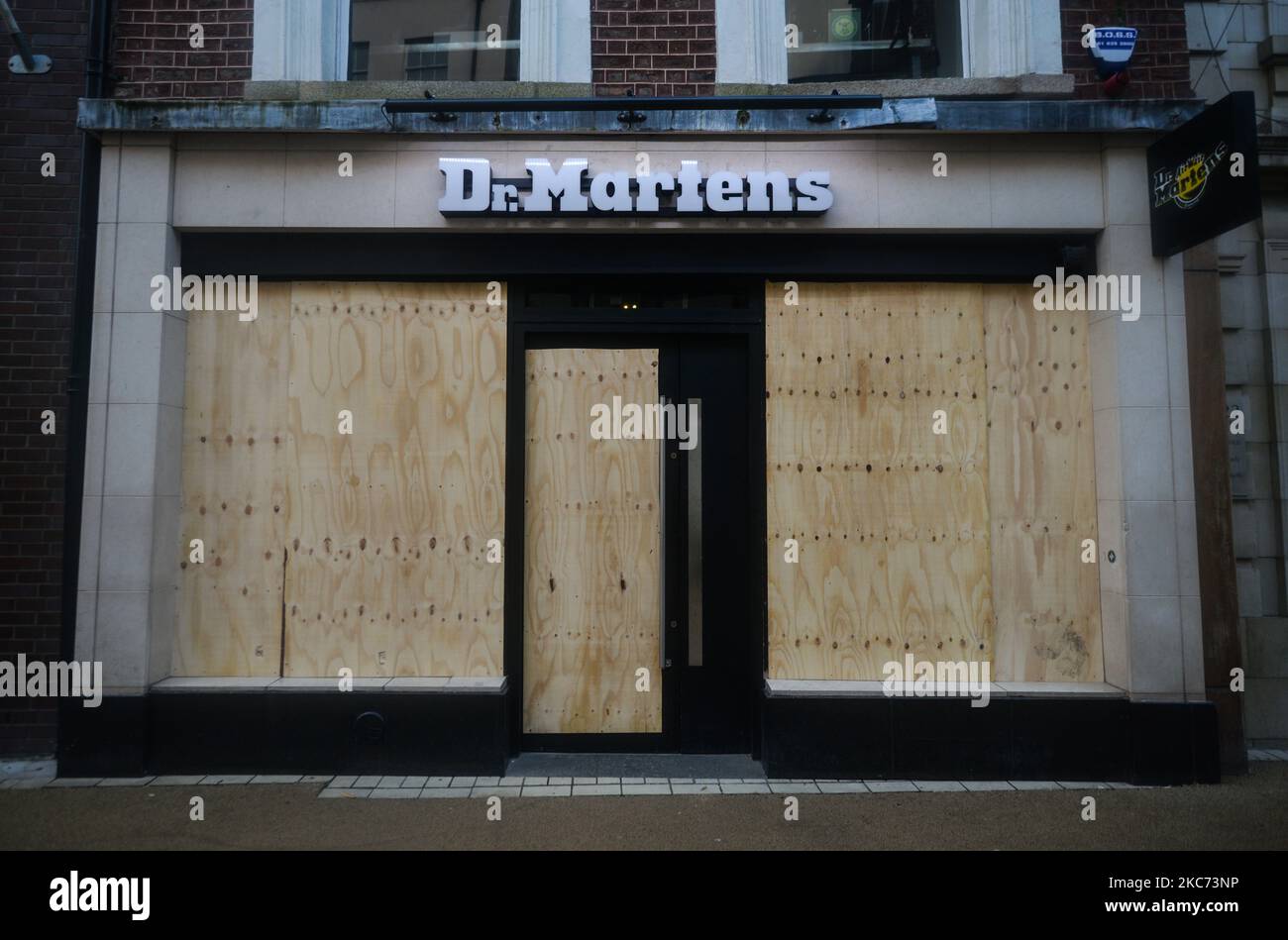 A view of the barricaded and closed Dr. Martens store in the center of  Dublin. On Thursday, January 7, 2021, in Dublin, Ireland. (Photo by Artur  Widak/NurPhoto Stock Photo - Alamy