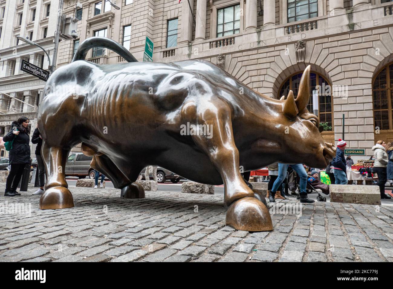 The Charging Bull Bronze Sculpture, Also Known As Wall Street Bull Or ...