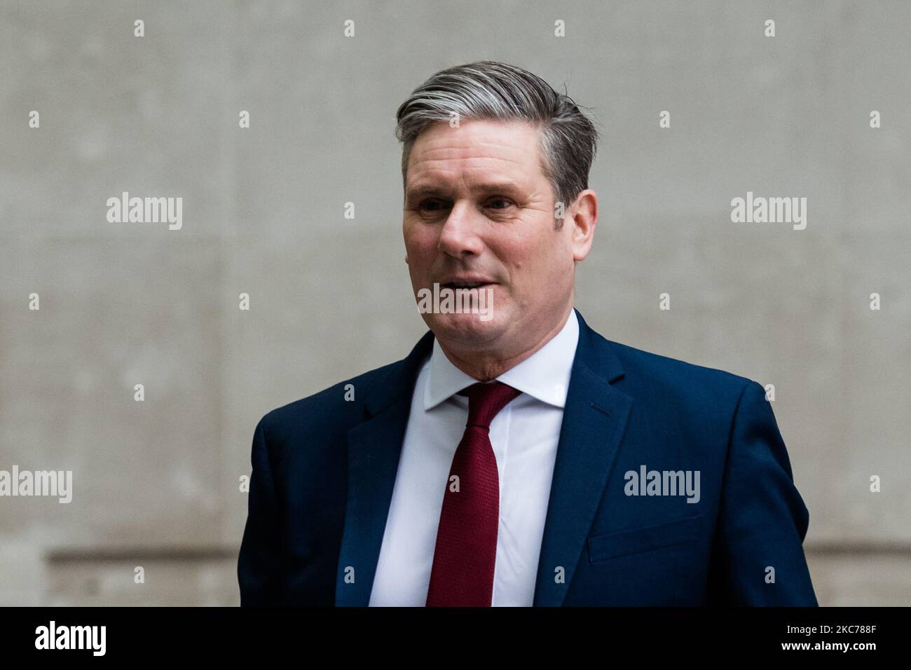 Labour Party Leader Sir Keir Starmer arrives at the BBC Broadcasting House in central London to appear on The Andrew Marr Show, on 10 January 2021 in London, England. (Photo by WIktor Szymanowicz/NurPhoto) Stock Photo