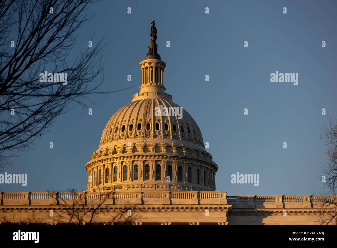 US Capitol Building is seen on Capitol Hill January 10, 2021. (Photo by Aurora Samperio/NurPhoto) Stock Photo