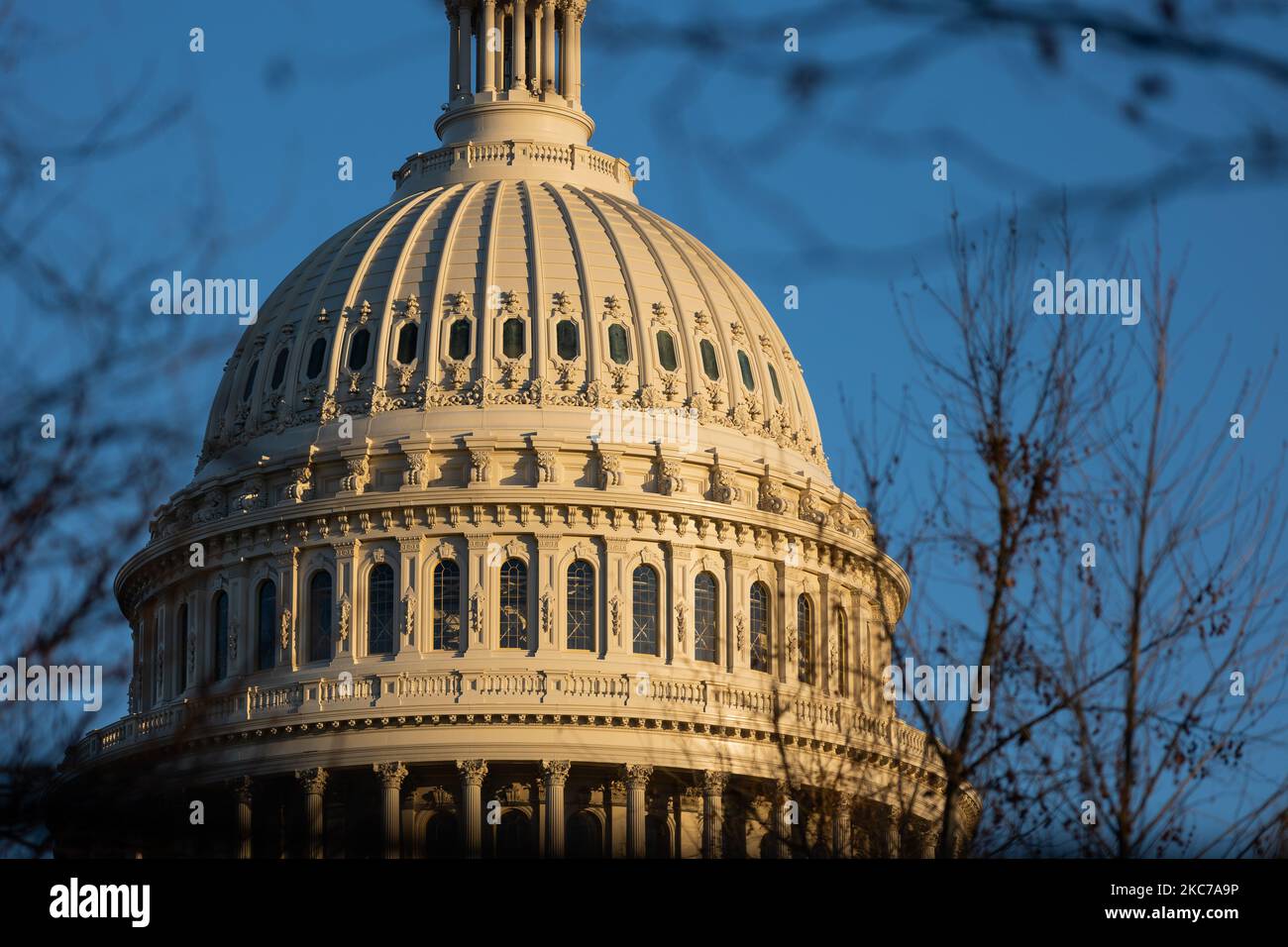 US Capitol Building is seen on Capitol Hill January 10, 2021. (Photo by Aurora Samperio/NurPhoto) Stock Photo