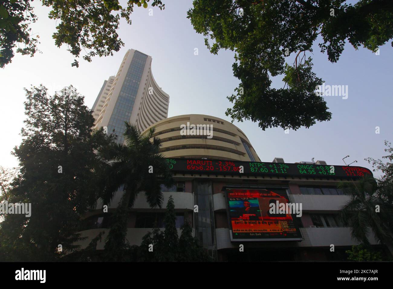 The Bombay Stock Exchange (BSE) building is seen in Mumbai, India on January 11, 2021. (Photo by Himanshu Bhatt/NurPhoto) Stock Photo