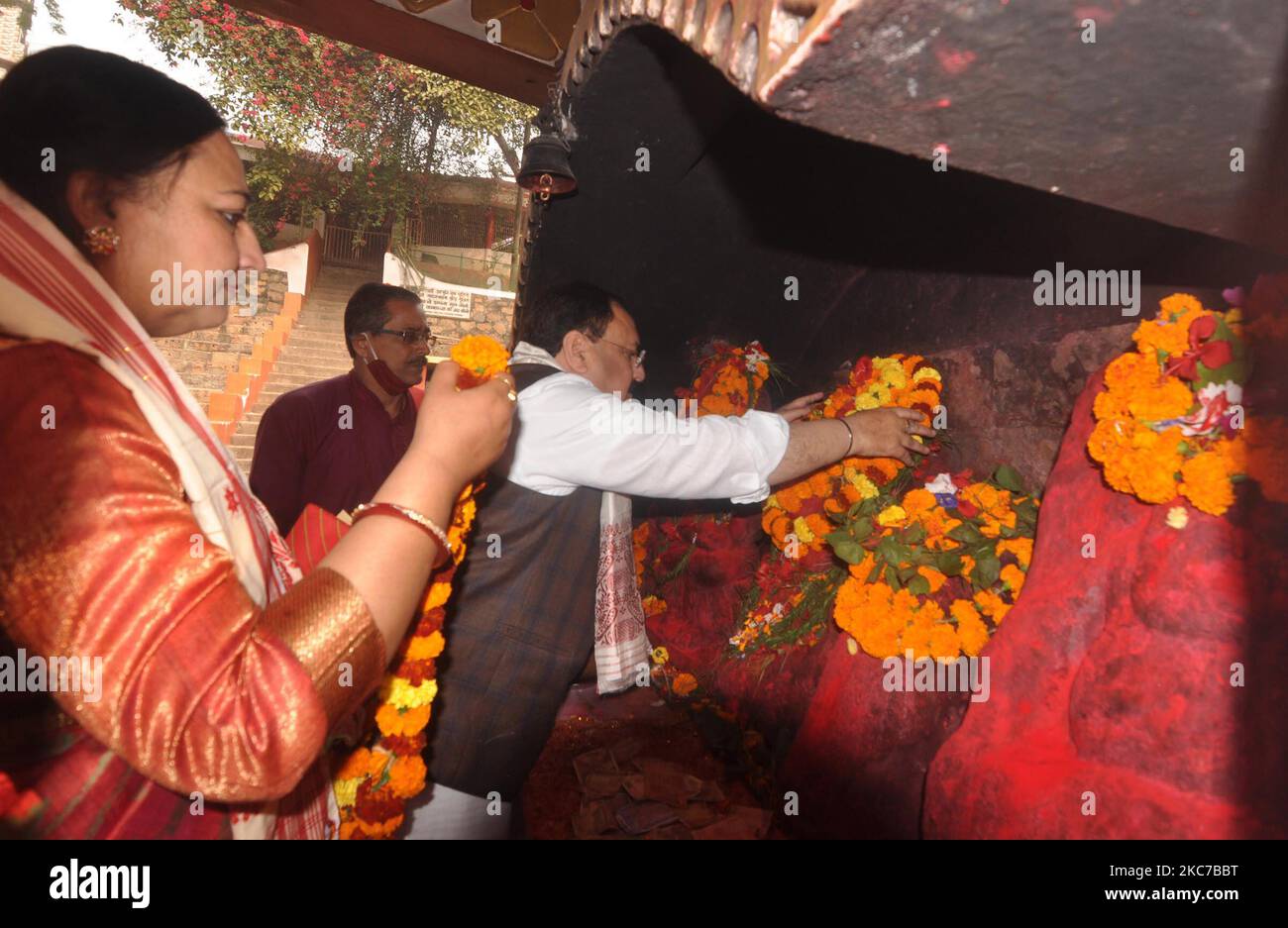BJP National President JP Nadda and his wife offer prayers at Kamakhya ...