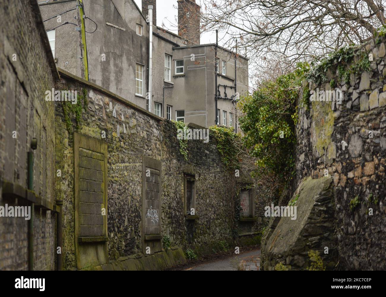 A small street leading to the former site of Sisters of Charity