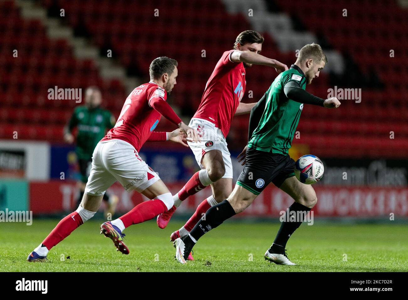 Stephen Humphrys of Rochdale in action during the Sky Bet League 1 match between Charlton Athletic and Rochdale at The Valley, London on Tuesday 12th January 2021. (Photo by Juan Gaspari/MI News/NurPhoto) Stock Photo