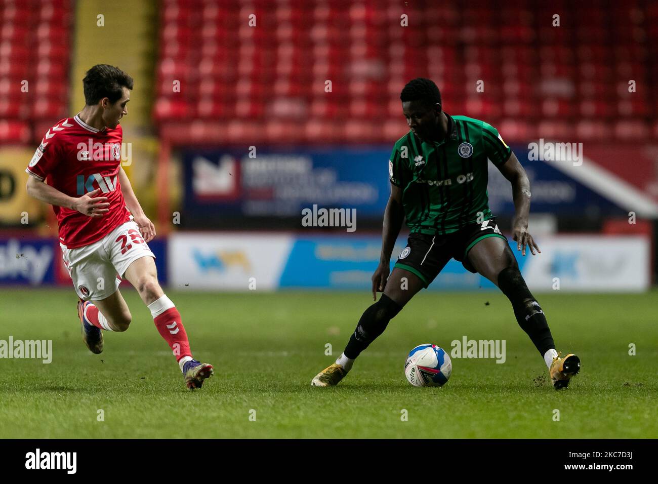 Kwadwo Baah of Rochdale in action during the Sky Bet League 1 match between Charlton Athletic and Rochdale at The Valley, London on Tuesday 12th January 2021. (Photo by Juan Gaspari/MI News/NurPhoto) Stock Photo