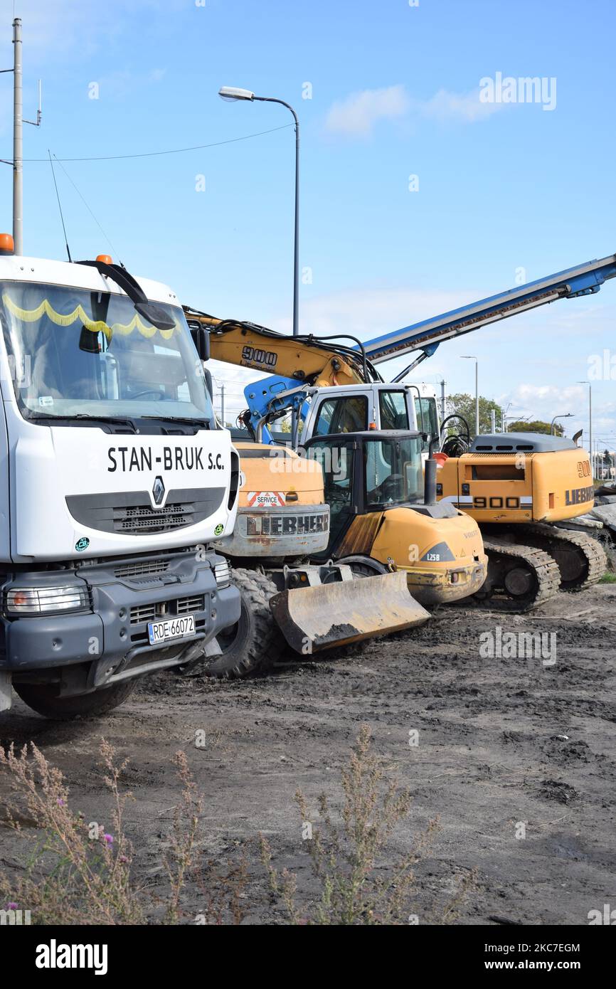 Several construction machines at construction site Stock Photo