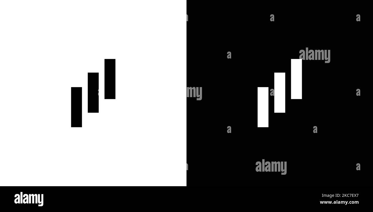 A white and black split background with a logo of three vertical lines Stock Vector Image & Art