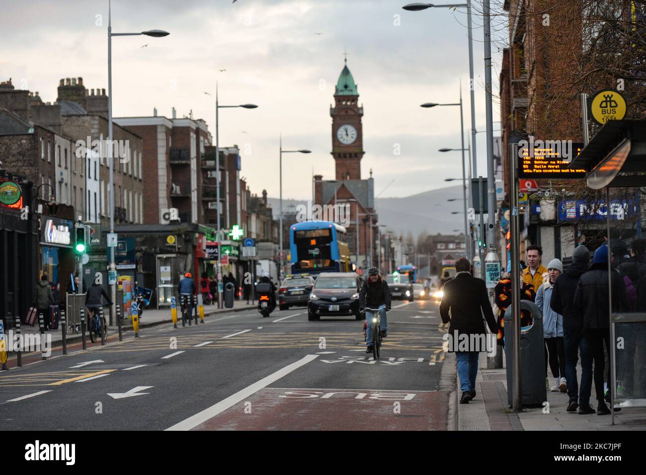 A quite busy center of Rathmines in Dublin during Level 5 Covid19 lockdown. On Saturday, 16