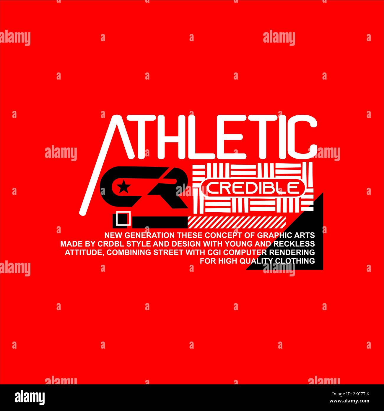 A creative logo design for clothing brand with text ATHLETIC in white and black tones isolated on red background Stock Vector