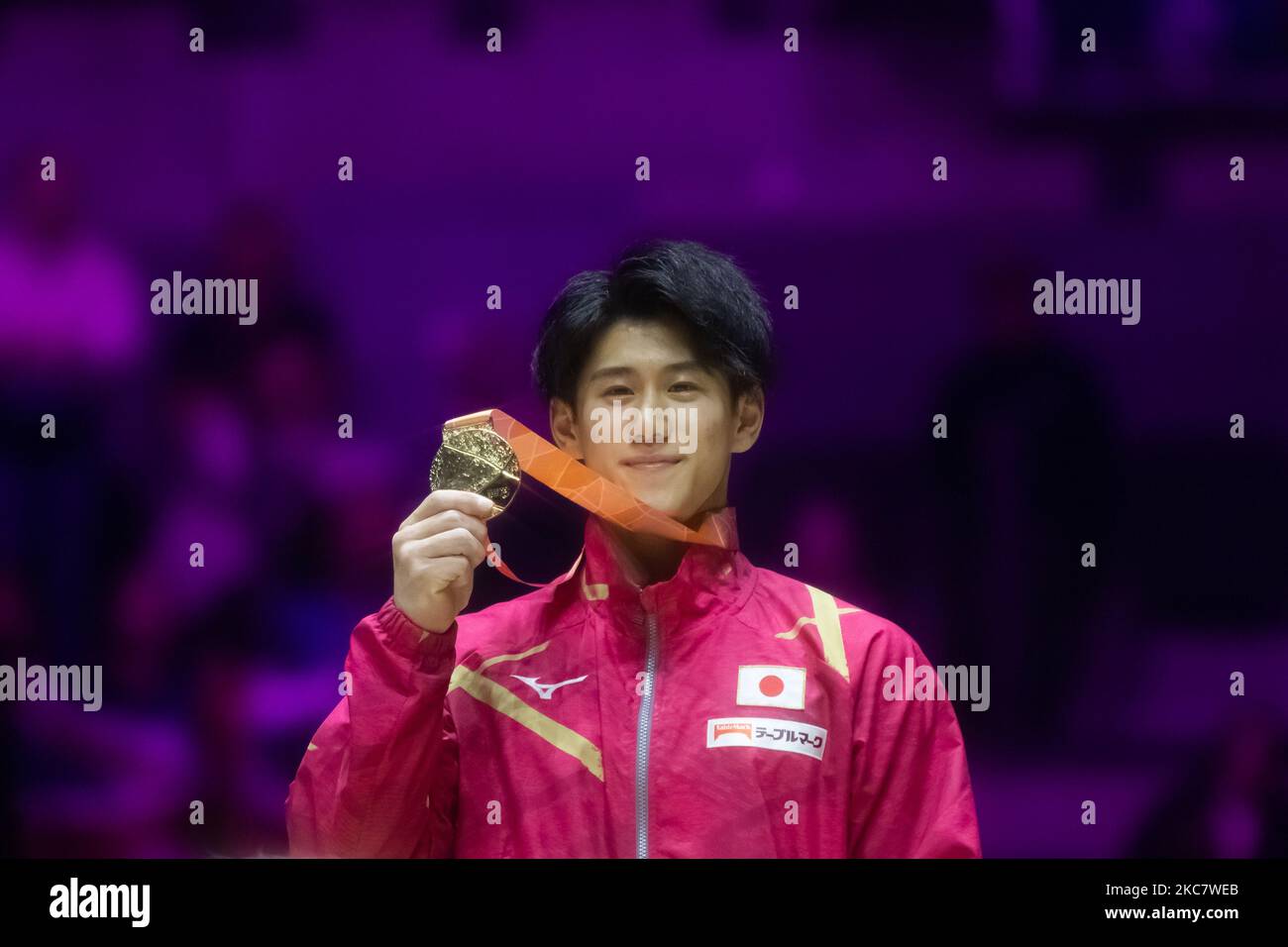 Liverpool, UK. 04th Nov, 2022. Liverpool, England, November 4th 2022 Daiki Hashimoto (JPN) celebrates with his Gold Medal in the Men's All-Around Final at the FIG World Gymnastics Championships at the M&S Bank Arena in Liverpool, England Dan O' Connor (Dan O' Connor/SPP) Credit: SPP Sport Press Photo. /Alamy Live News Stock Photo