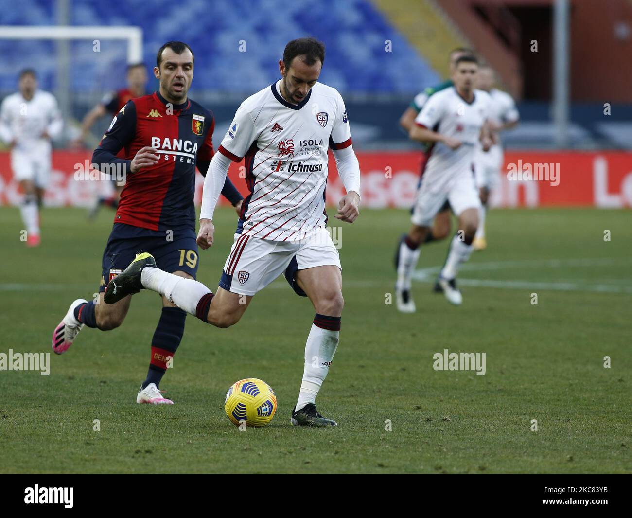 Diego Godín during Serie A match between Genoa v Cagliari in Genova, on January 24, 2020 (Photo by Loris Roselli/NurPhoto) Stock Photo