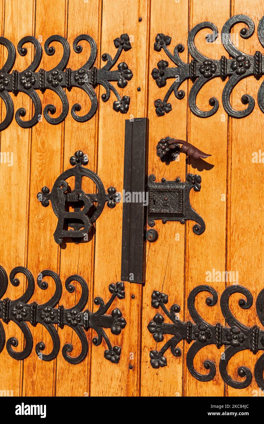 Wooden door in Gamlastan, Stockholm, Sweden, Scandinavia Stock Photo