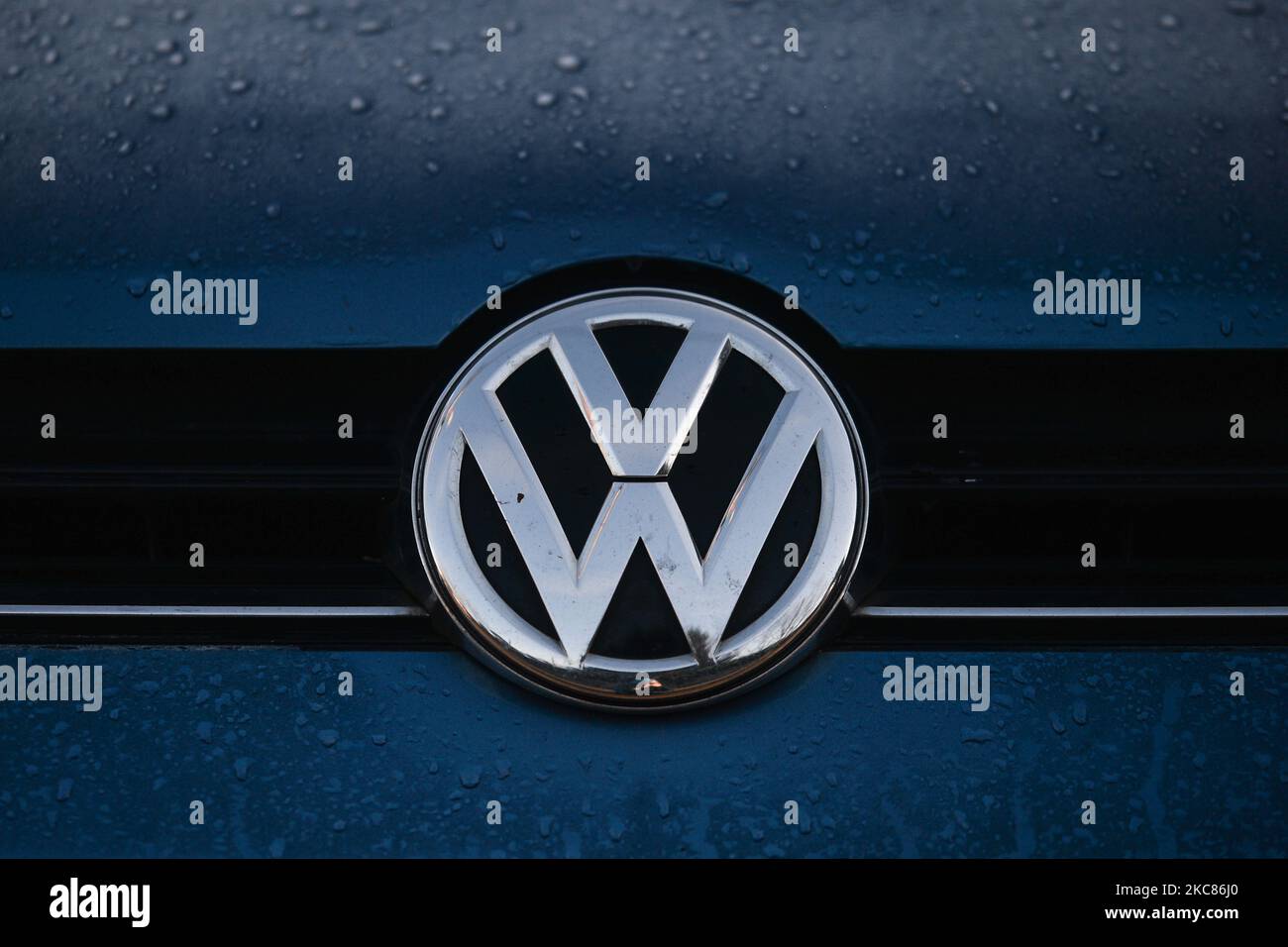 A Volkswagen logo seen on a parked car in Dublin city center. On Monday ...