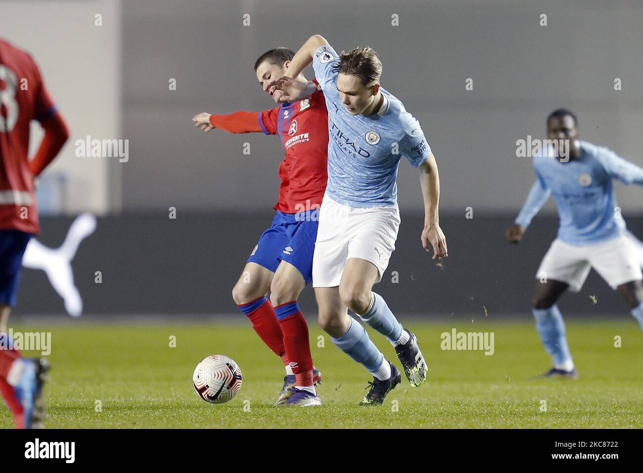 Manchester Citys Callum Doyle during the Premier League 2 match between Manchester City and Blackburn Rovers at the Academy Stadium, Manchester on Monday 25th January 2021. (Photo by Chris Donnelly/MI News/NurPhoto) Stock Photo