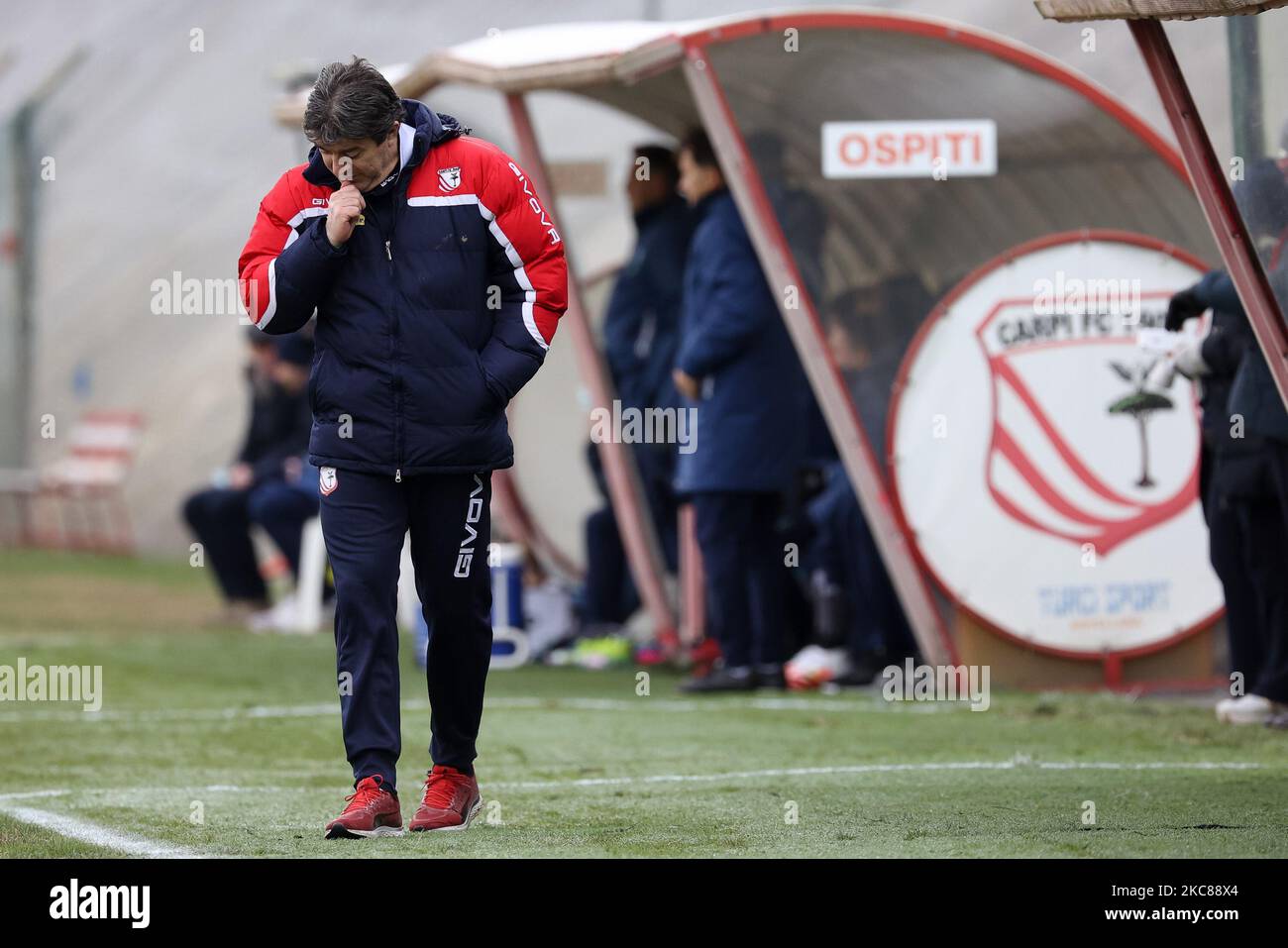 Head Coach Luciano Foschi of Carpi FC during the Serie C match between Carpi and Feralpisalo at Stadio Sandro Cabassi on January 27, 2021 in Carpi, Italy. (Photo by Emmanuele Ciancaglini/NurPhoto) Stock Photo