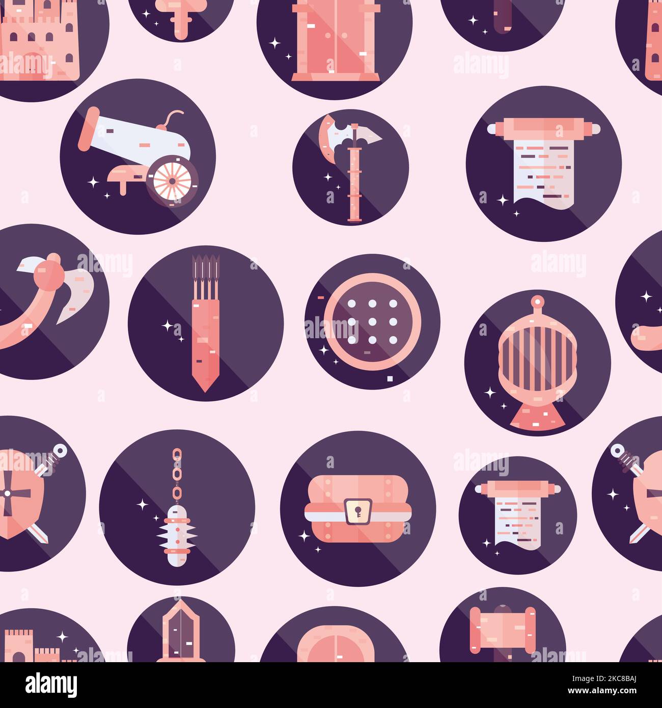 Seamless pattern background with medieval weapon icons Vector Stock Vector
