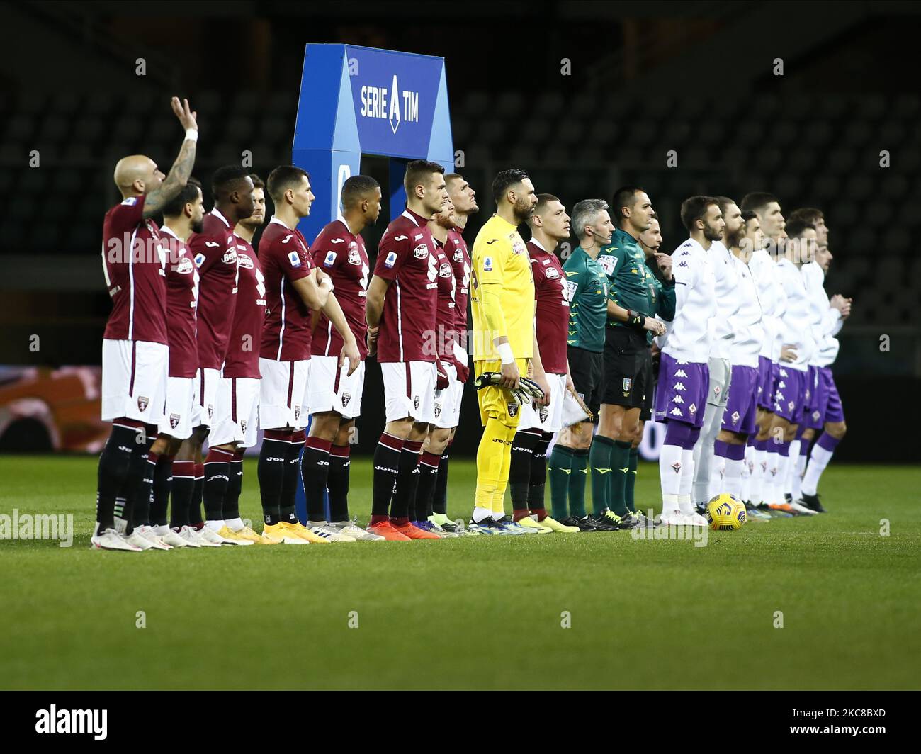 Torino Team and Fiorentina Team during Serie A match between Torino v Fiorentina in Turin, on January 29, 2020 (Photo by Loris Roselli/NurPhoto) Stock Photo