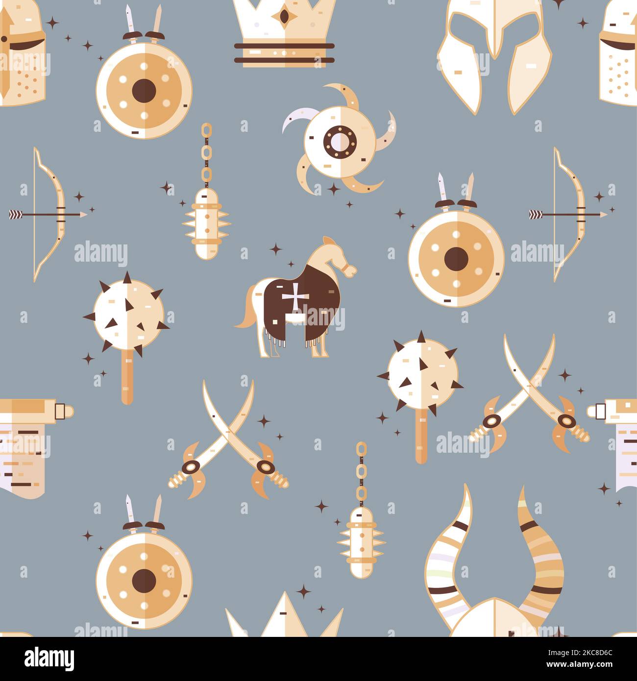 Seamless pattern background with medieval weapon icons Vector Stock Vector