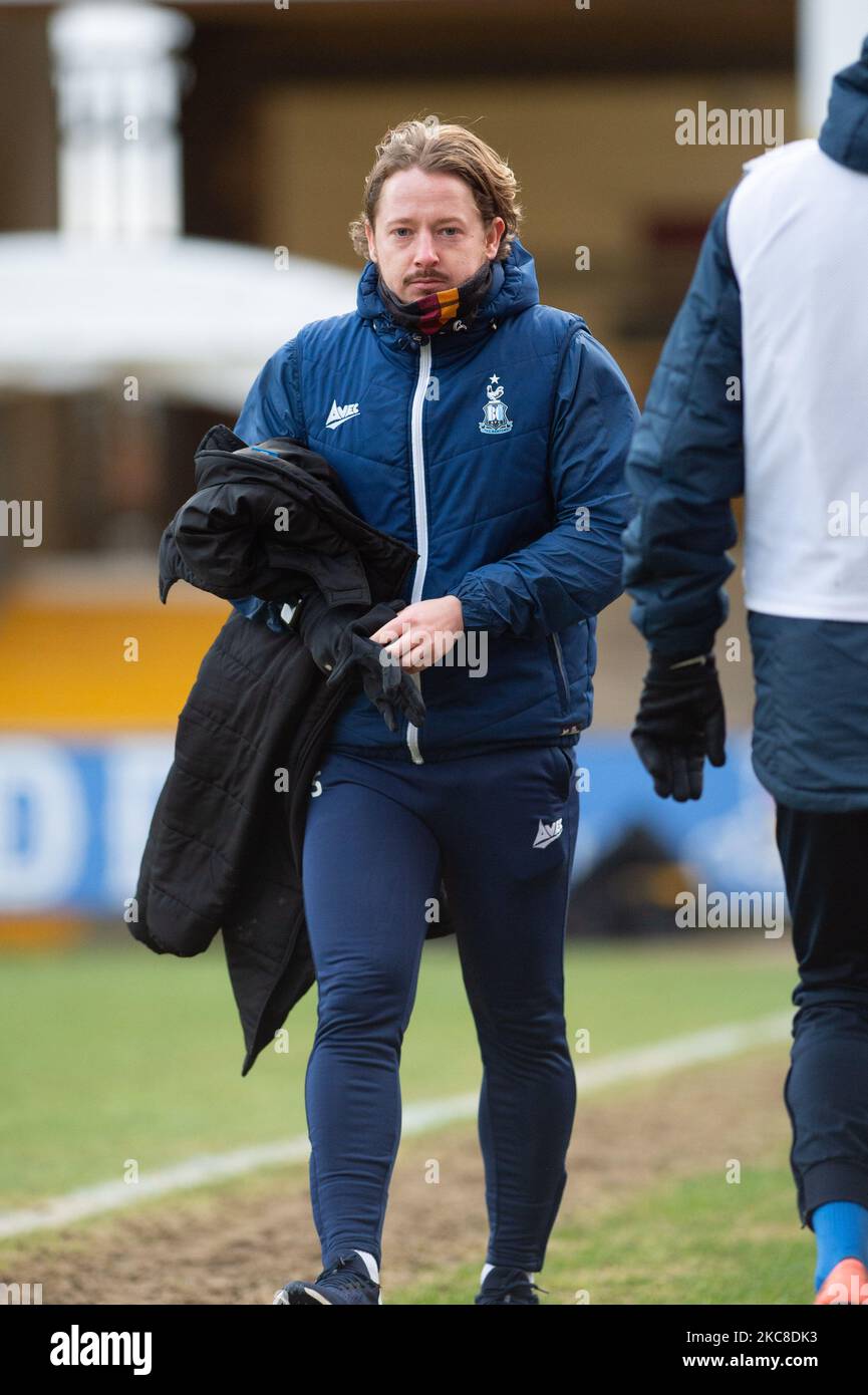 Conor Sellars, Bradford City co-manager, during the Sky Bet League 2 match between Bradford City and Barrow at the Utilita Energy Stadium, Bradford, England on 30th January 2021. (Photo by Pat Scaasi/MI News/NurPhoto) Stock Photo