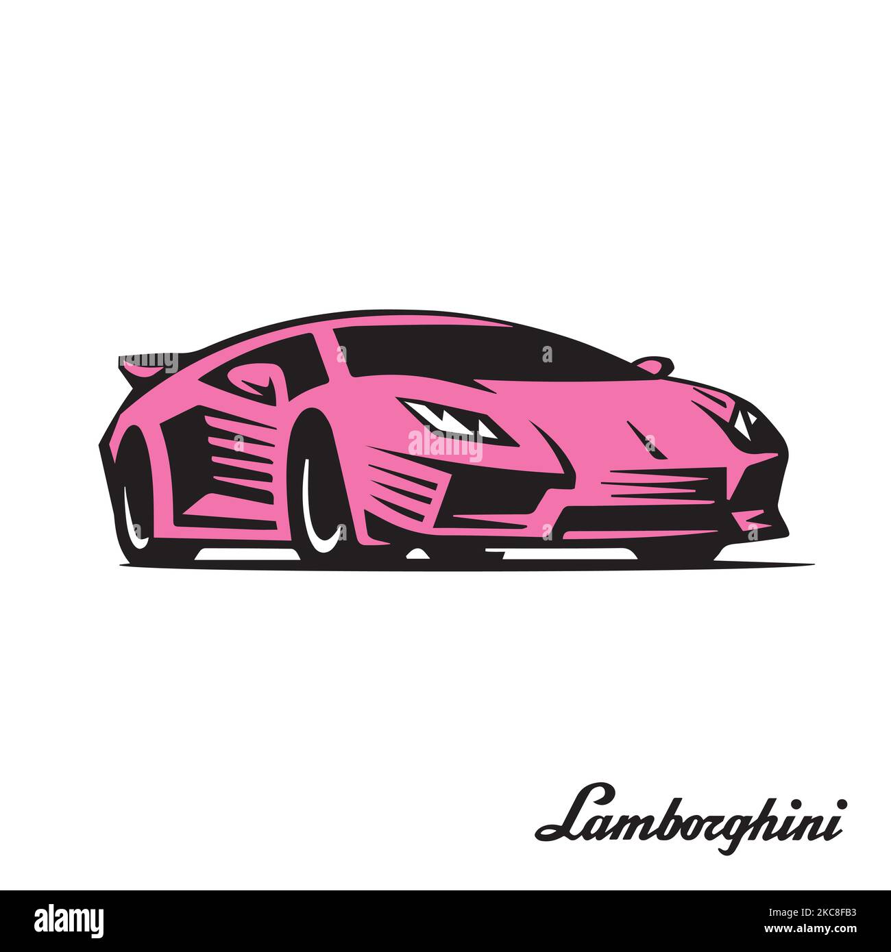 Pink Lamborghini vector T shirt design. Cake decoration png eps formats. Download it Now Stock Vector