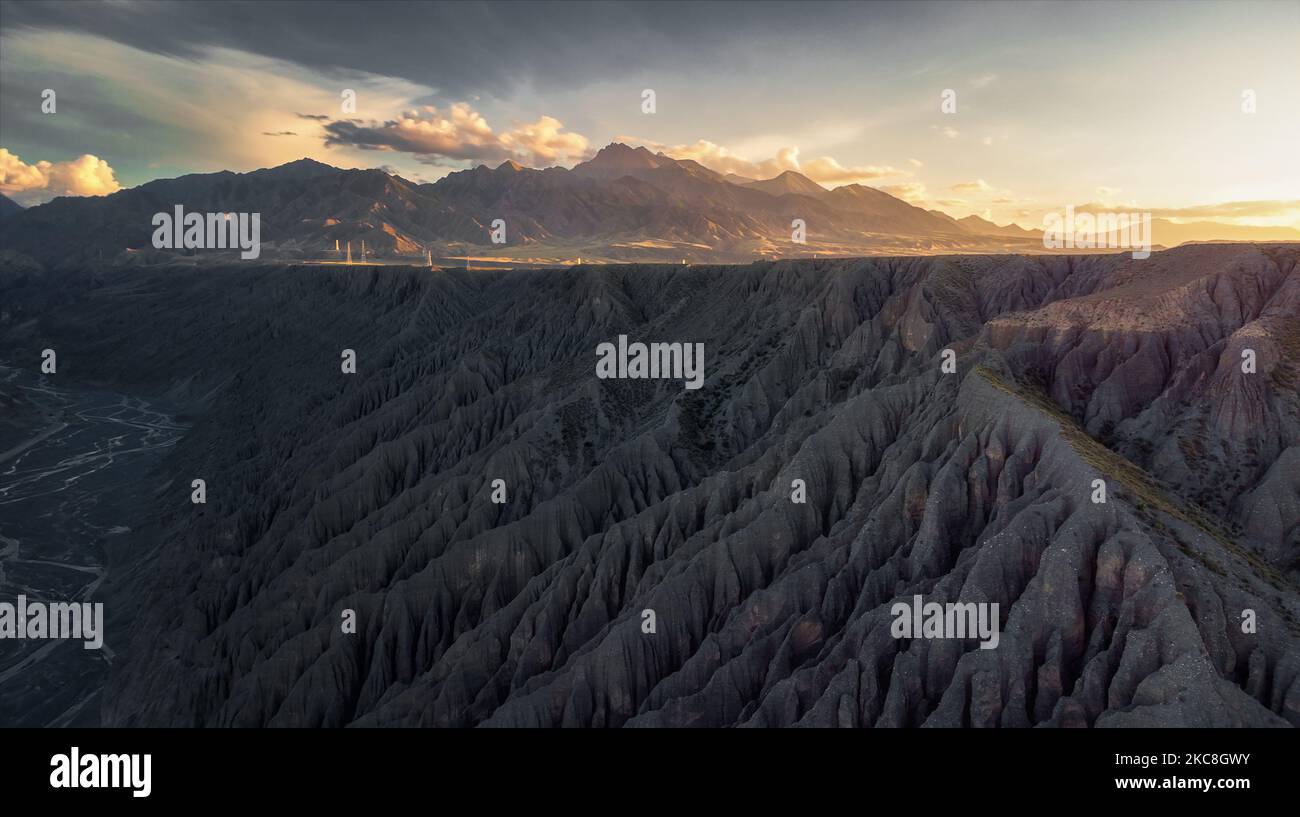 An aerial view of the Kuitun grand canyon. China Stock Photo - Alamy