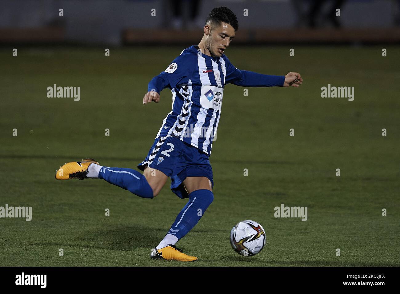 Primi Ferriz of Alcoyano during the round of 16 of the Copa del Rey between CD Alcoyano and Athletic Club at the Campo Municipal de El Collao on January 28, 2021 in Alcoy, Alicante, Spain. (Photo by Jose Breton/Pics Action/NurPhoto) Stock Photo