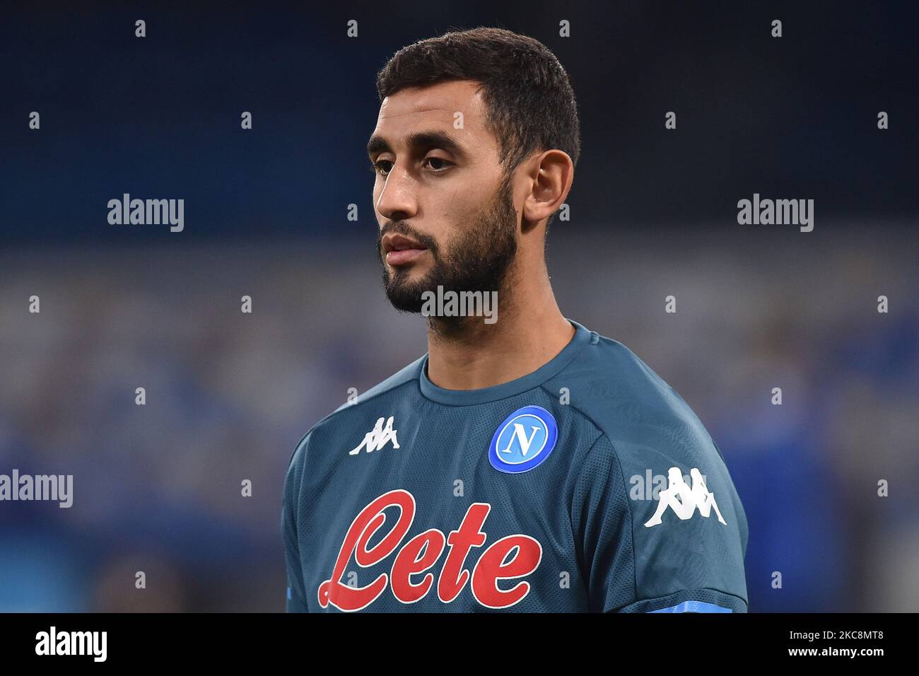 Faouzi Ghoulam of SSC Napoli during the Coppa Italia match between SSC Napoli and Atalanta BC at Stadio Diego Armando Maradona Naples Italy on 3 February 2021. (Photo by Franco Romano/NurPhoto) Stock Photo