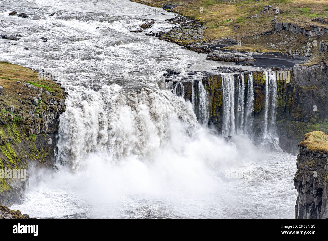 Aerial view of the waterfall Hafragilsfoss, in northern Iceland Stock Photo