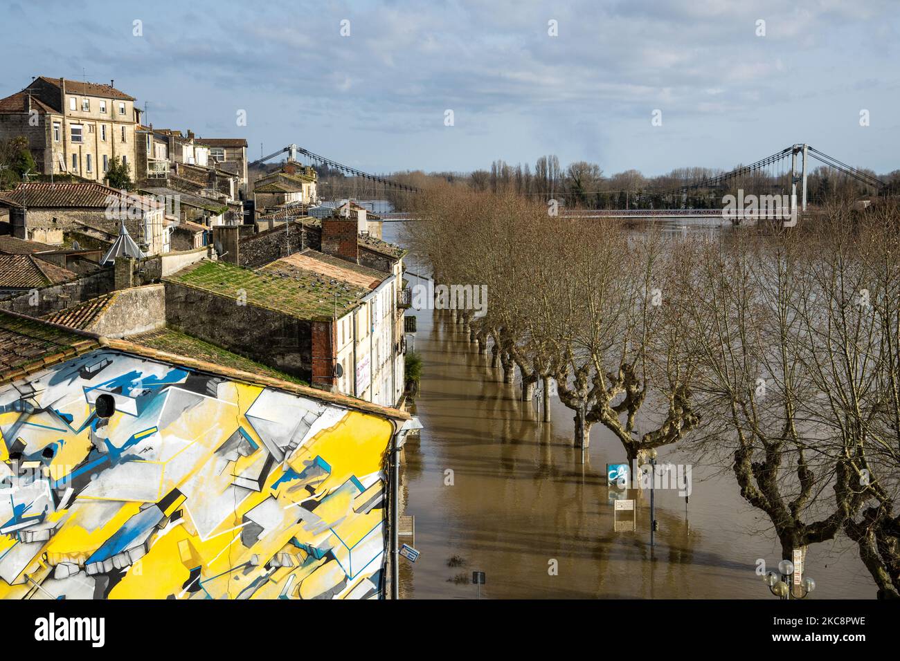 A view of the L Reole, Lot-et-Garonne after the historic floods, in Lot ...