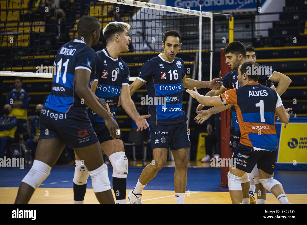 Mario Iglesias Caama?o of Rotogal Boiro VB during the Copa del Rey match between CV Guaguas and Rotogal Boiro VB at Centro Insular de Deportes in Las Palmas de Gran Canaria, Spain. (Photo by DAX Images/NurPhoto) Stock Photo