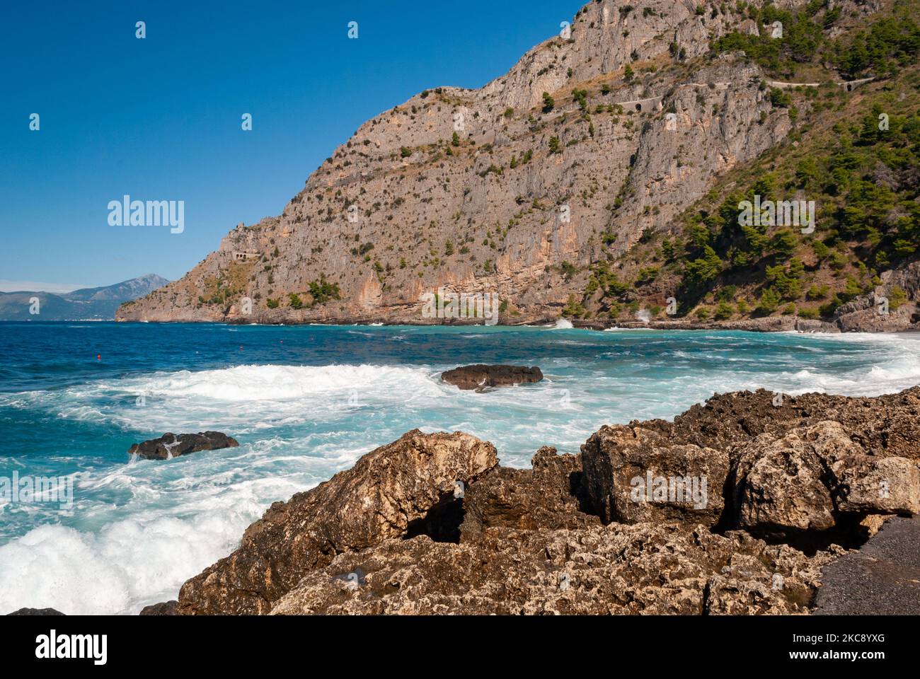 Rocky cliff near Maratea in Basilicata, southern Italy. Stock Photo