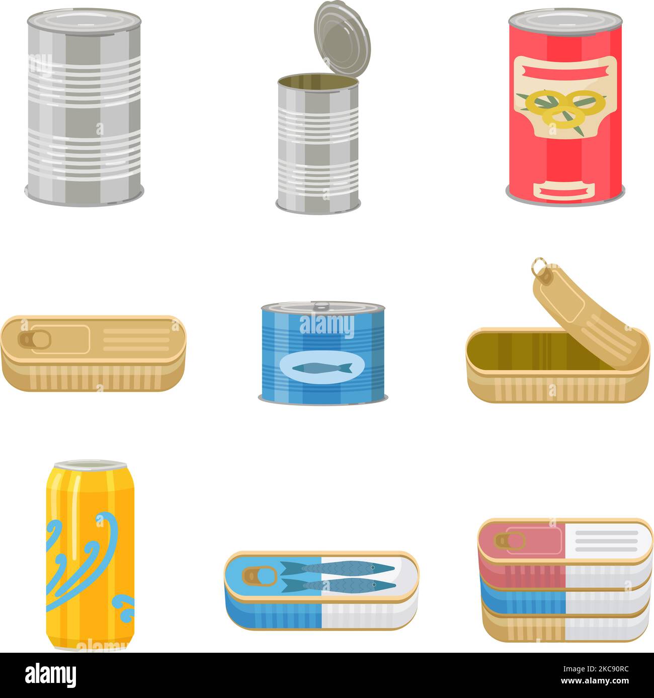 Tin can icons set cartoon vector. Tin can Stock Vector Image & Art Alamy