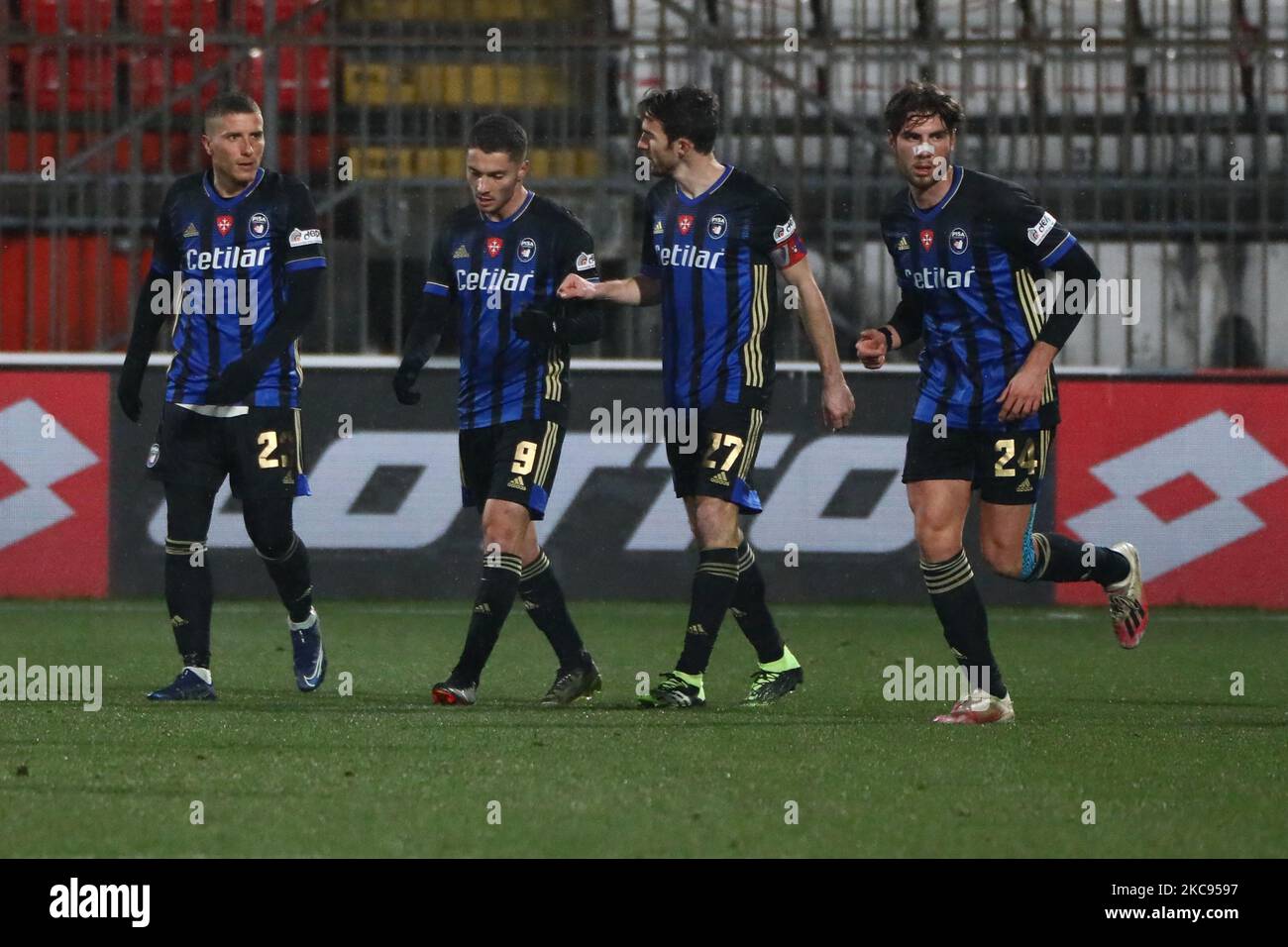 Simone Palombi of AC Pisa celebrate the goal during the Serie B match  between AC Monza and AC Pisa 1909 at Stadio Brianteo on February 12, 2021  in Monza, Italy (Photo by