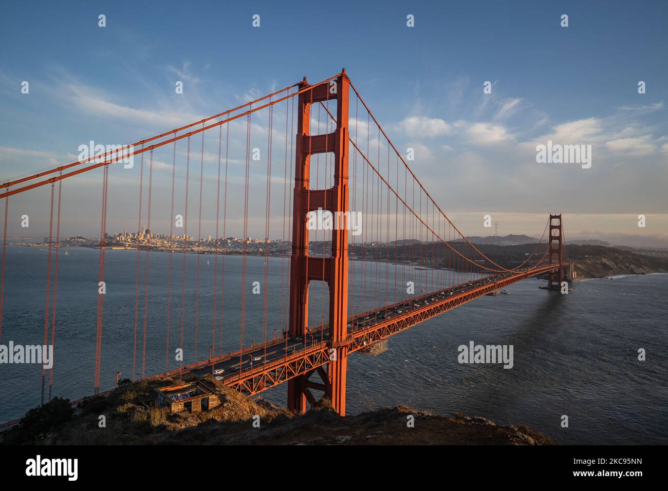 Golden Gate Bridge at golden hour Stock Photo Alamy