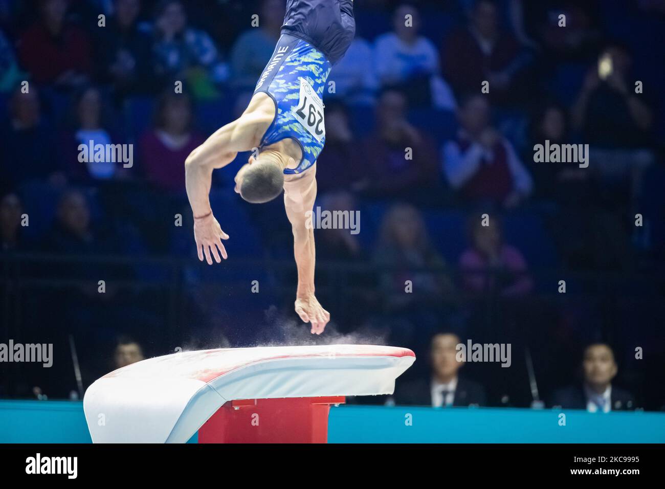 Liverpool, UK. 04th Nov, 2022. Liverpool, England, November 4th 2022 Illia Kovtun (UKR) competes on the Vault during the Men's All-Around Final at the FIG World Gymnastics Championships at the M&S Bank Arena in Liverpool, England Dan O' Connor (Dan O' Connor/SPP) Credit: SPP Sport Press Photo. /Alamy Live News Stock Photo