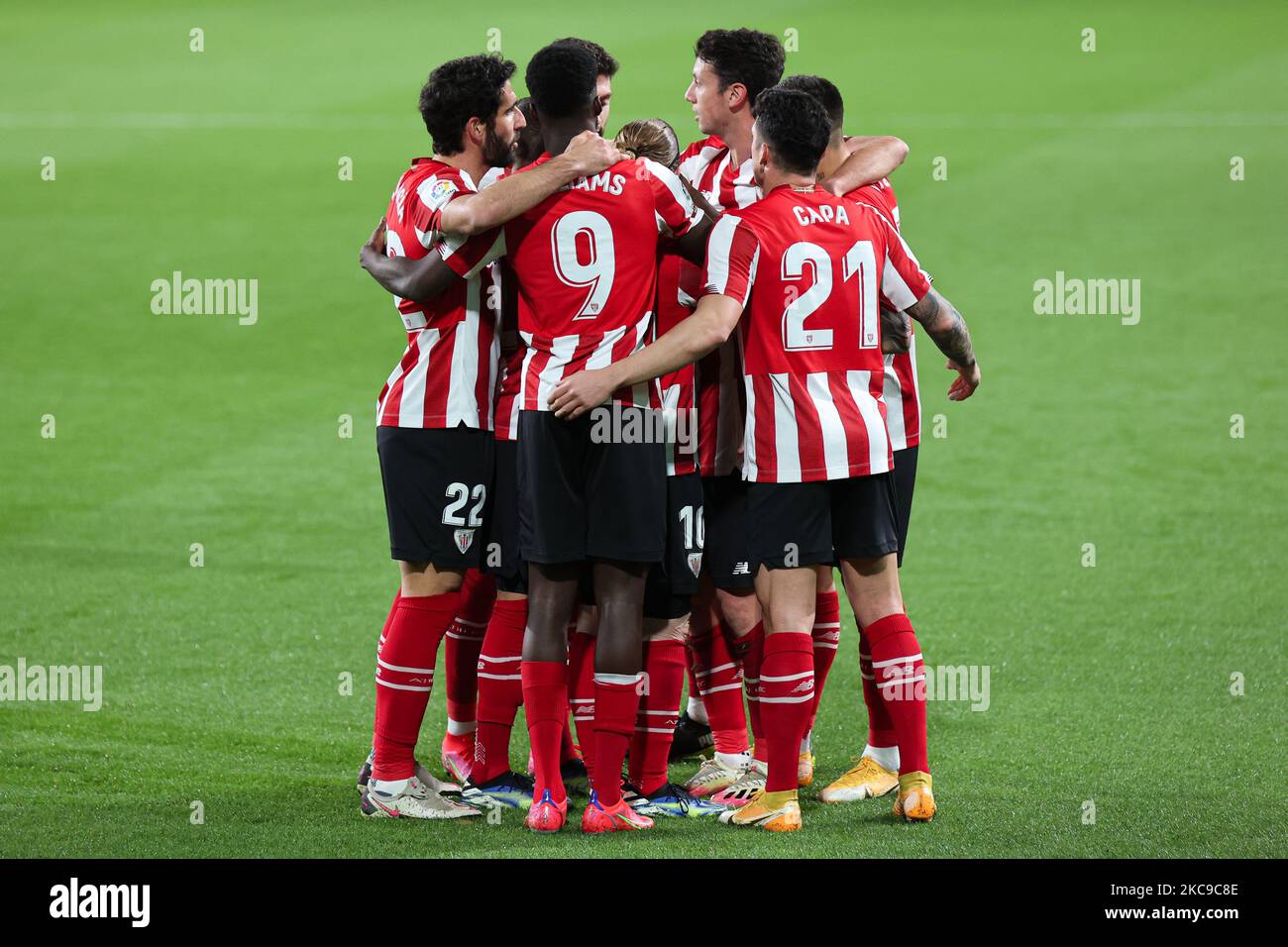 Players of Athletic Bilbao celebrates a goal during the La Liga