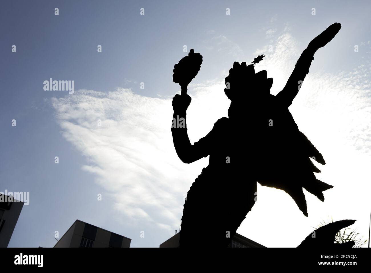 “Rainha do Mar” statue in honor of the Afro-Brazilian goddess Iemanjá, patron spirit of fishermen and sailors, made by artist and sculptor Luis Garcia Jorge, inaugurated in Luiz La Scala Square during Iemanjá Day in Santos, state of Sao Paulo, Brazil, February 2, 2021. (Photo by Felipe Beltrame/NurPhoto) Stock Photo