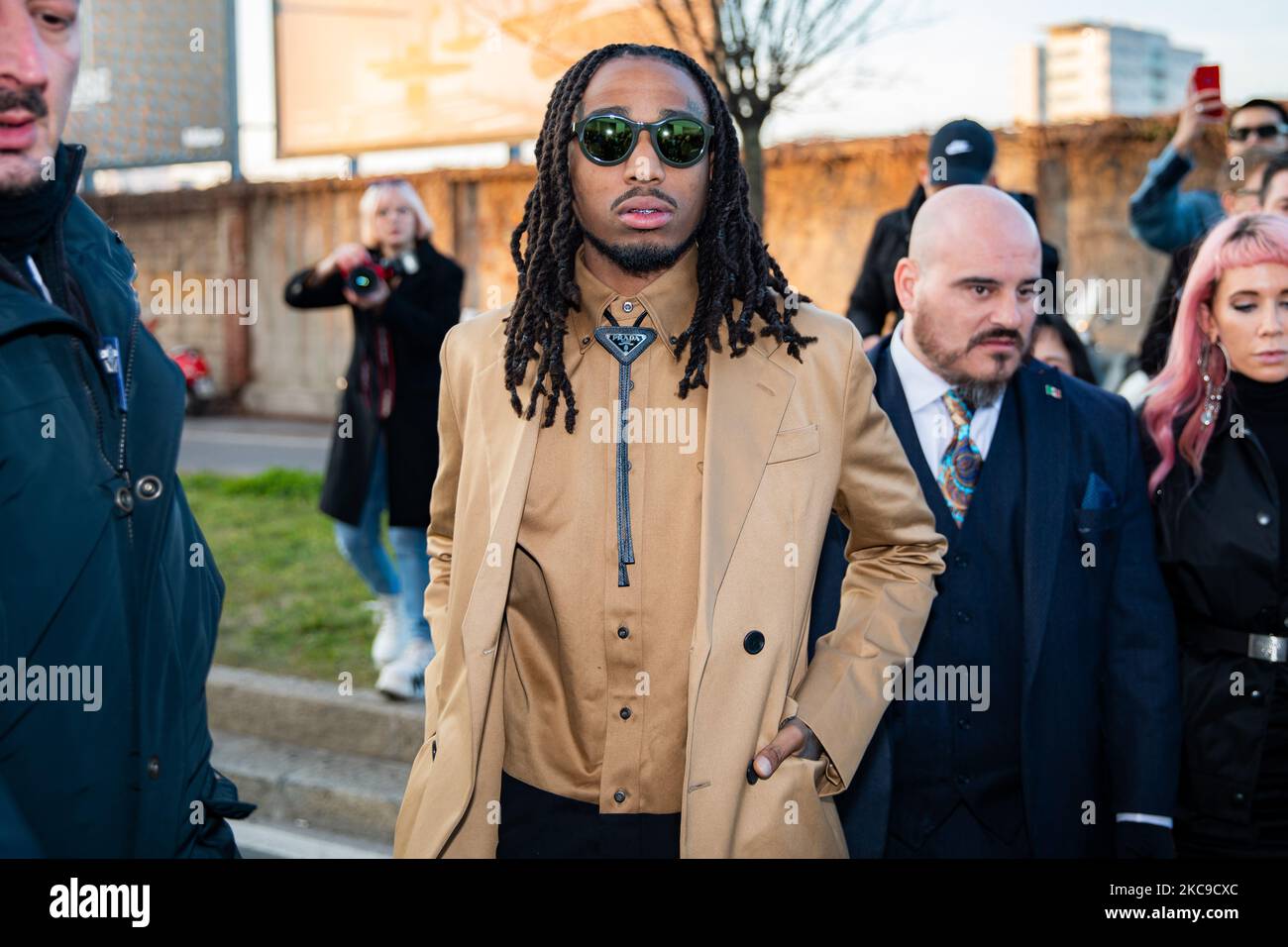 Quavo of Migos attends the Prada fashion show during Milan Men's Fashion  Week Fall/Winter 2020/2021 on January 12, 2020 in Milan, Italy (Photo by  Alessandro Bremec/NurPhoto Stock Photo - Alamy