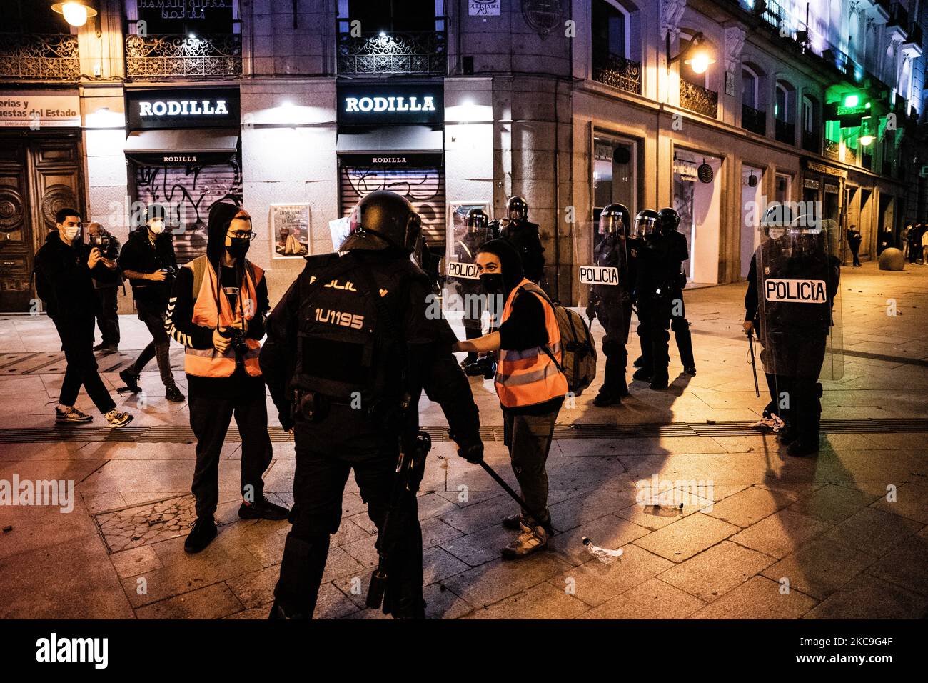 The police riot unit charges against protesters during the ...