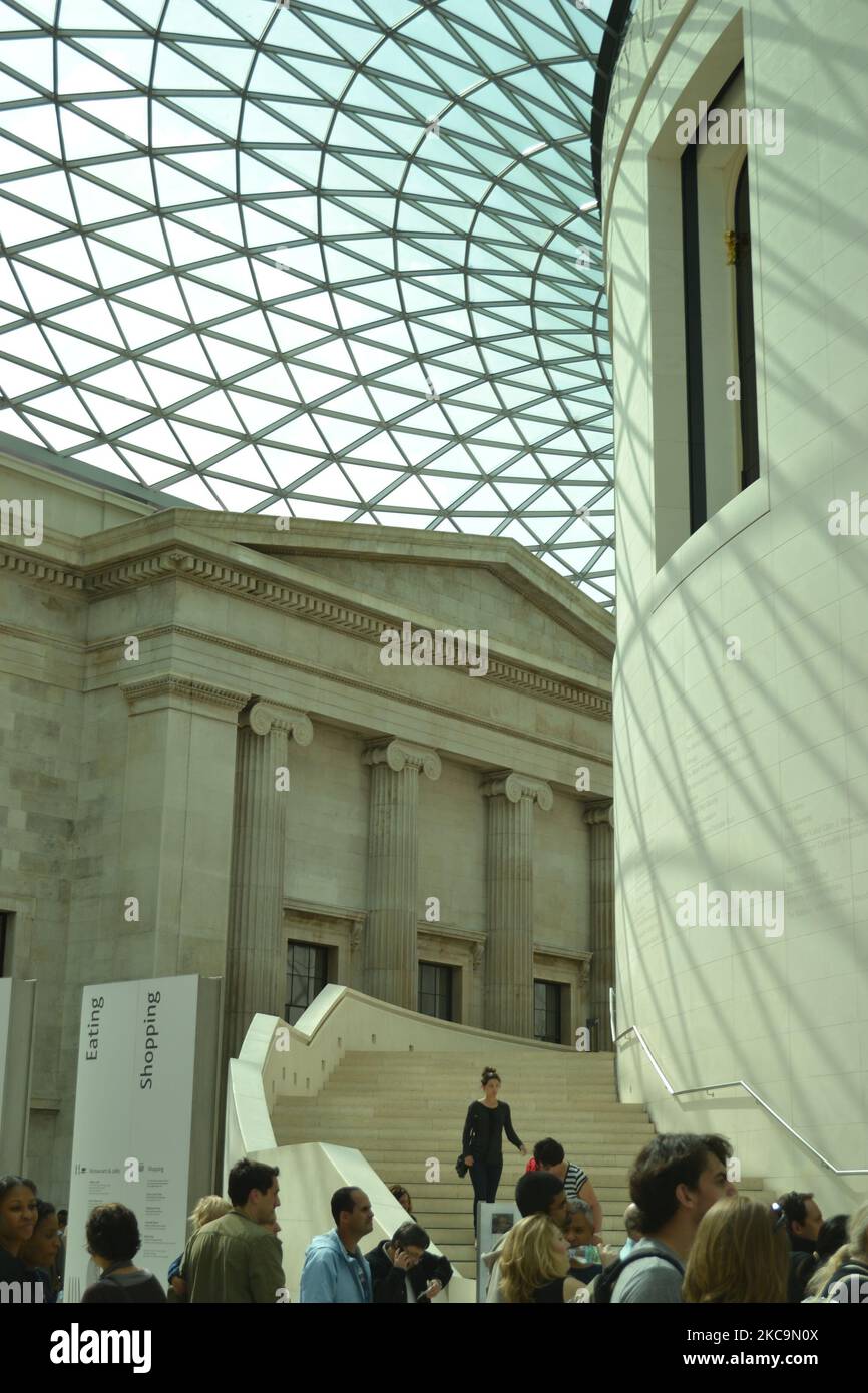 The Architecture Of The British Museum In London With Tourists Around ...