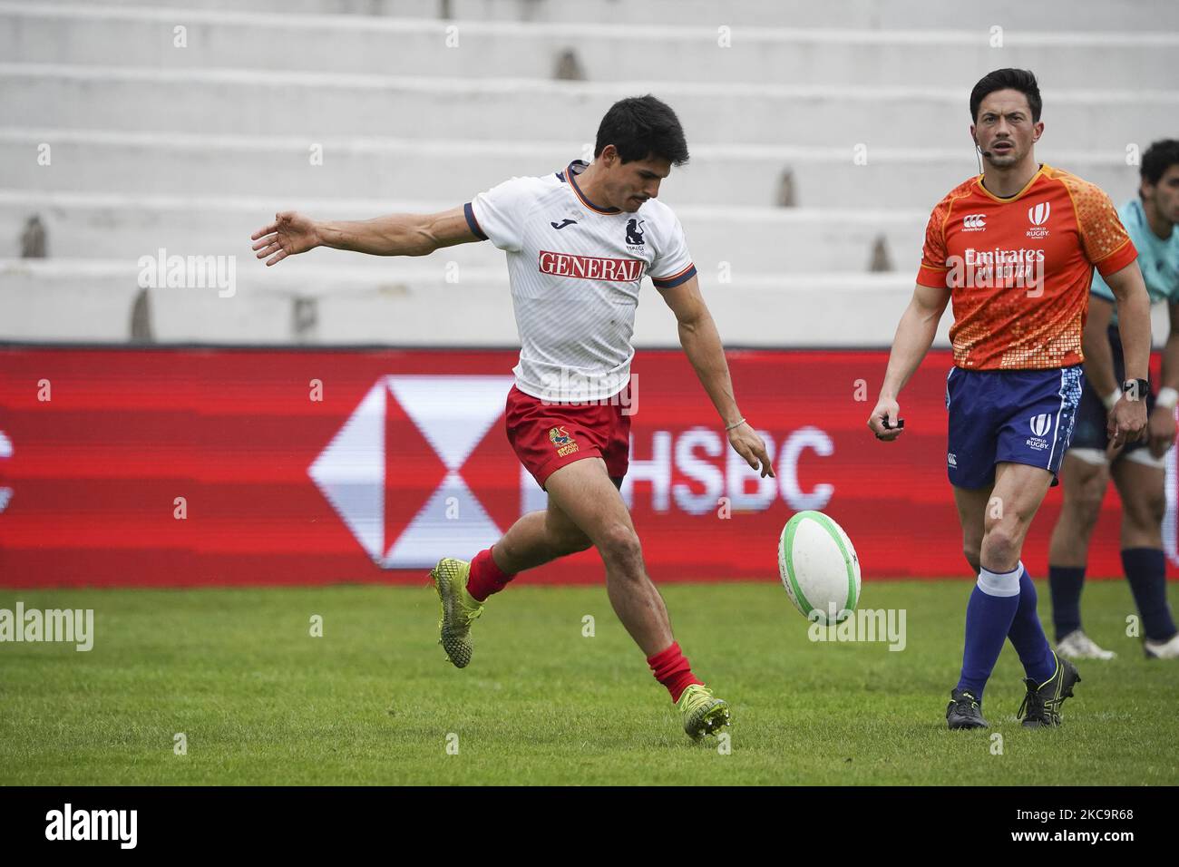 player of Spain during match 22 between Portugal and Spain during Day Two of The Madrid Rugby Sevens International Tournament at Universidad Complutense de Madrid on February 21, 2021 in Madrid, (Photo by Oscar Gonzalez/NurPhoto) Stock Photo