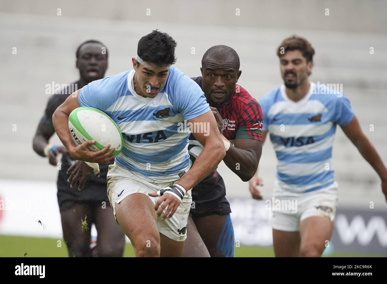 player of Argentina during match 21 between Argentina and Kenyan during Day Two of The Madrid Rugby Sevens International Tournament at Universidad Complutense de Madrid on February 21, 2021 in Madrid, (Photo by Oscar Gonzalez/NurPhoto) Stock Photo