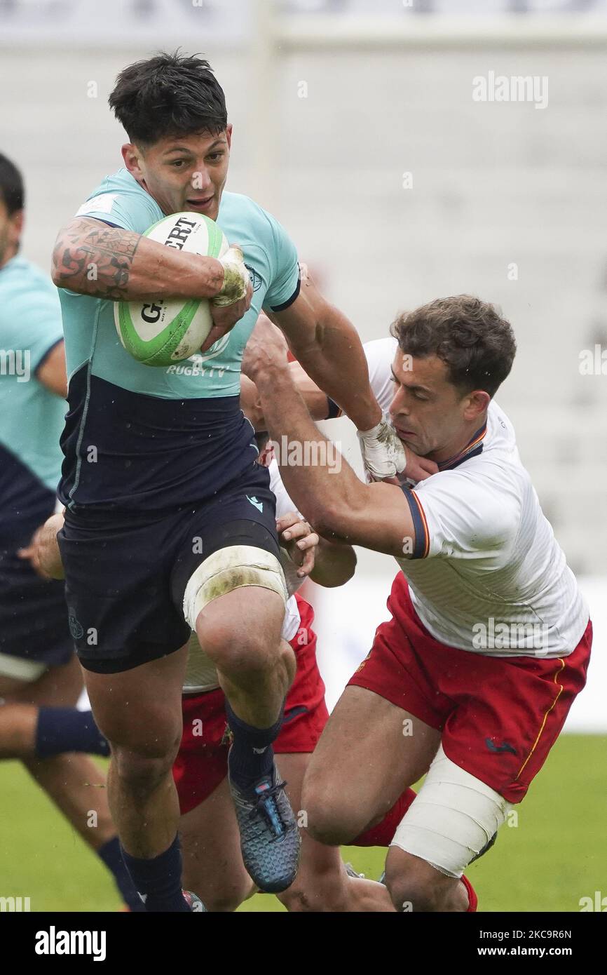 Louis Jose Rodrigues during match 22 between Portugal and Spain during Day Two of The Madrid Rugby Sevens International Tournament at Universidad Complutense de Madrid on February 21, 2021 in Madrid, (Photo by Oscar Gonzalez/NurPhoto) Stock Photo