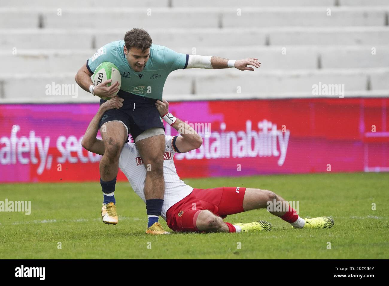 Diogo Coutinho of Portugal during match 22 between Portugal and Sapin during Day Two of The Madrid Rugby Sevens International Tournament at Universidad Complutense de Madrid on February 21, 2021 in Madrid, (Photo by Oscar Gonzalez/NurPhoto) Stock Photo
