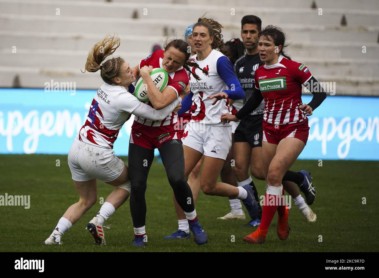 player of Russia during the Womens Finals between France and Russia during Day Two of The Madrid Rugby Sevens International Tournament at Universidad Complutense de Madrid on February 21, 2021 in Madrid (Photo by Oscar Gonzalez/NurPhoto) Stock Photo
