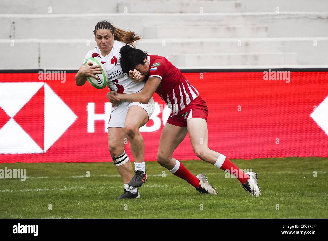 Chlo Pelle of France during the Womens Finals between France and Russia during Day Two of The Madrid Rugby Sevens International Tournament at Universidad Complutense de Madrid on February 21, 2021 in Madrid (Photo by Oscar Gonzalez/NurPhoto) Stock Photo
