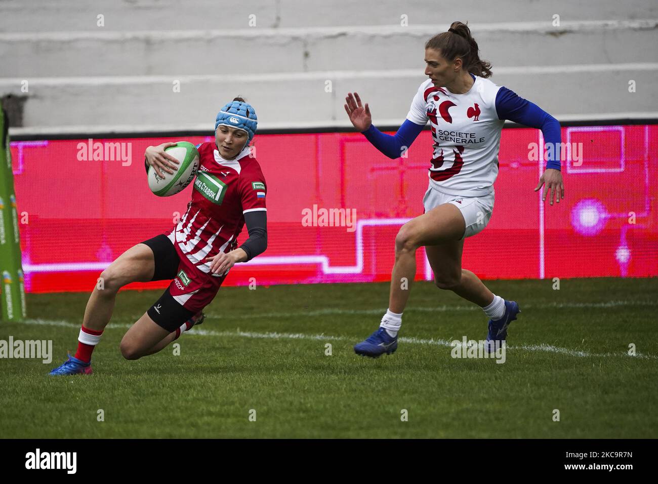 Kristina Seredina of Russia during the Womens Finals between France and Russia during Day Two of The Madrid Rugby Sevens International Tournament at Universidad Complutense de Madrid on February 21, 2021 in Madrid (Photo by Oscar Gonzalez/NurPhoto) Stock Photo
